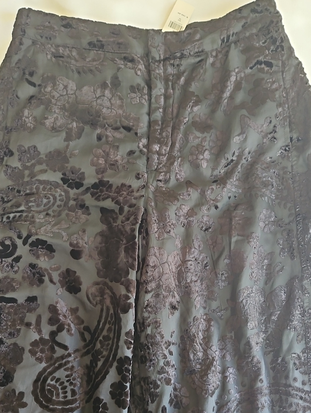 Anthropologie Black Floral Velvet Novelty Burnout Wide Leg Pants - Picture 5 of 6
